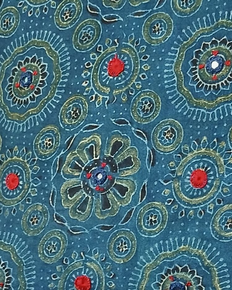 Ajrakh Cushion Covers in Natural Dyes with Hand Embroidery – (CUSH1103) - Image 4