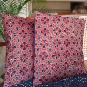 Ajrakh Cushion Covers in Natural Dyes with Hand Embroidery – (CUSH1104)
