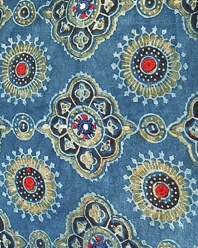 Ajrakh Cushion Covers in Natural Dyes with Hand Embroidery – (CUSH1107) - Image 4