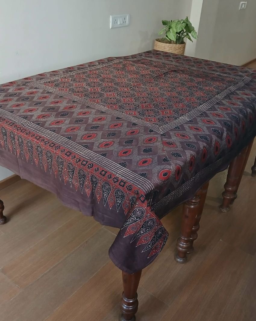 Rectangular Ajrakh Table Cloth in Natural Dyes - (RATC0004)