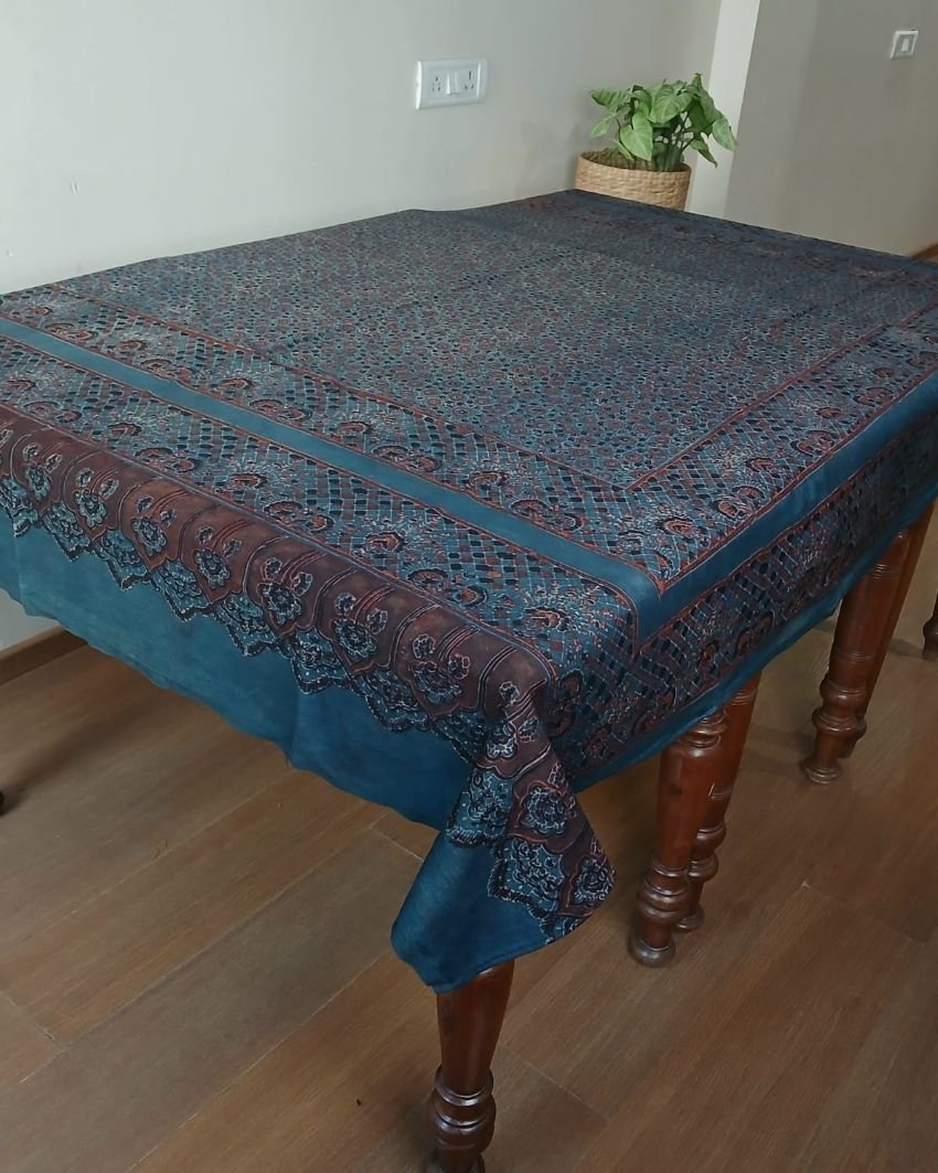 Rectangular Ajrakh Table Cloth in Natural Dyes - (RATC0007)