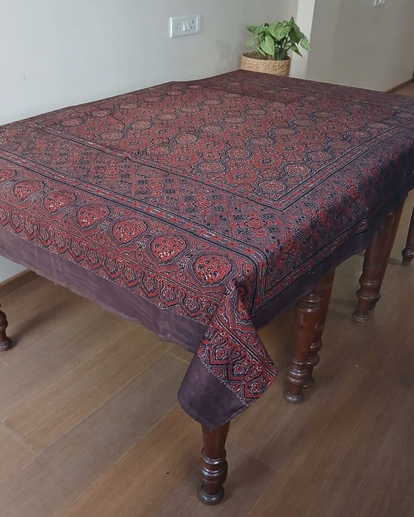 Rectangular Ajrakh Table Cloth in Natural Dyes - (RATC0008)