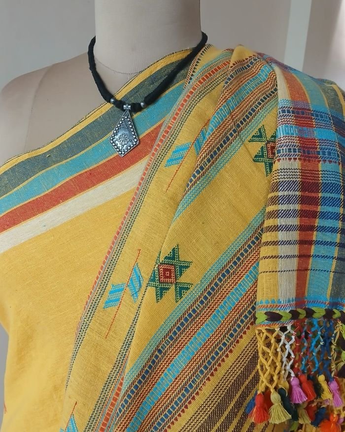Bhujodi Saree Handwoven in Kala Cotton – (BHUJ1091) - Image 3