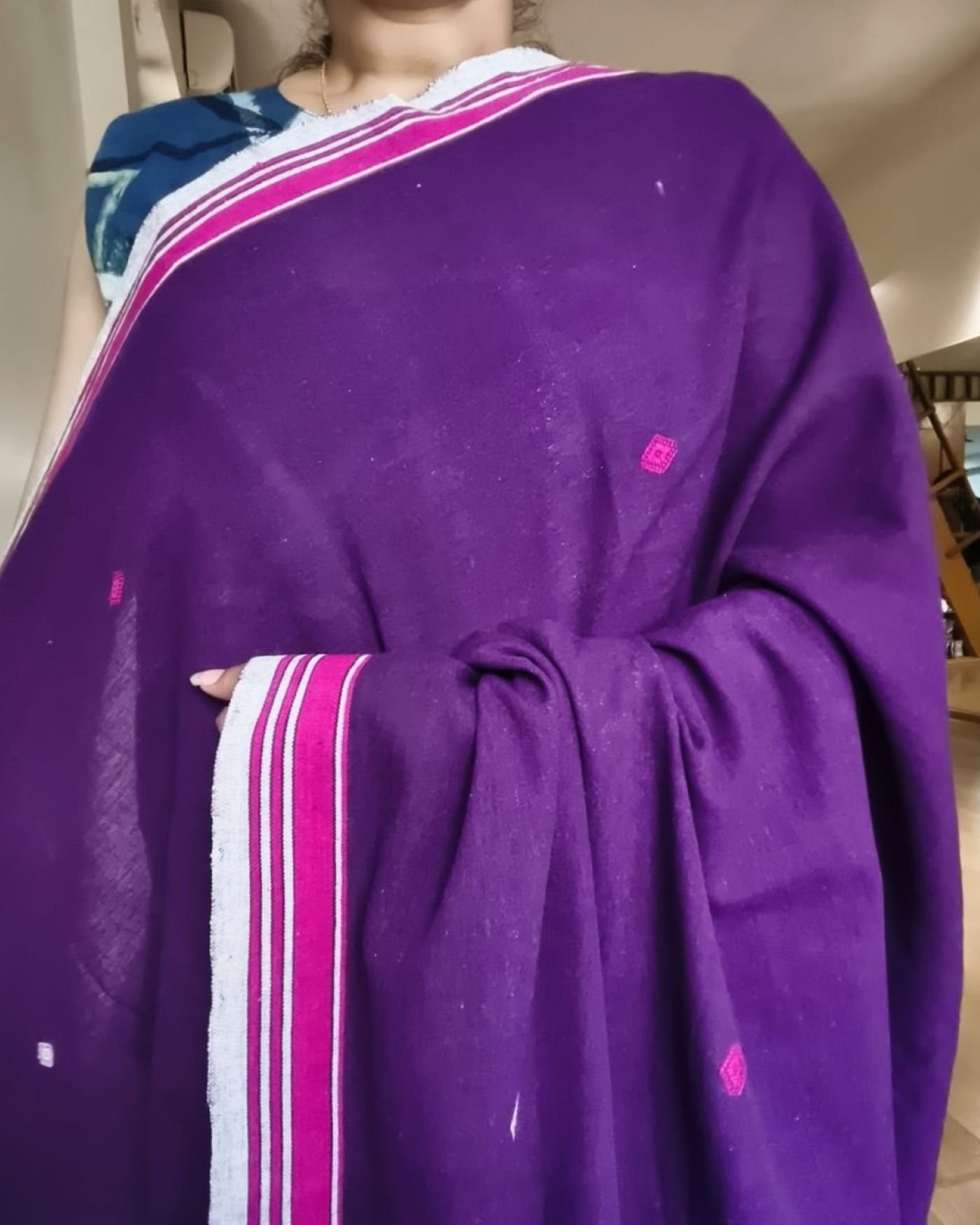 Bhujodi Saree Handwoven in Kala Cotton – (BHUJ1092) - Image 3