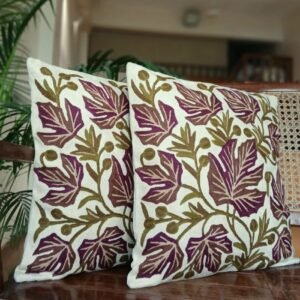 Crewel embroidered Chinar Motif Cushion Covers – (CCMC0032)