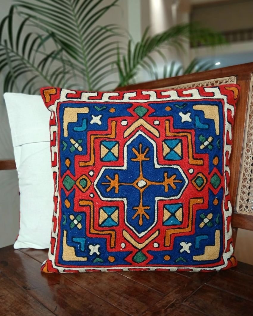 Crewel Embroidered Chainstitch Kilim Motif Cushion Covers – (CCMC0041) - Image 5