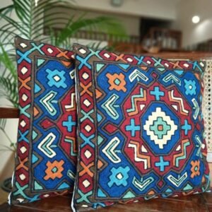 Crewel Embroidered Chainstitch Kilim Motif Cushion Covers – (CCMC0042)