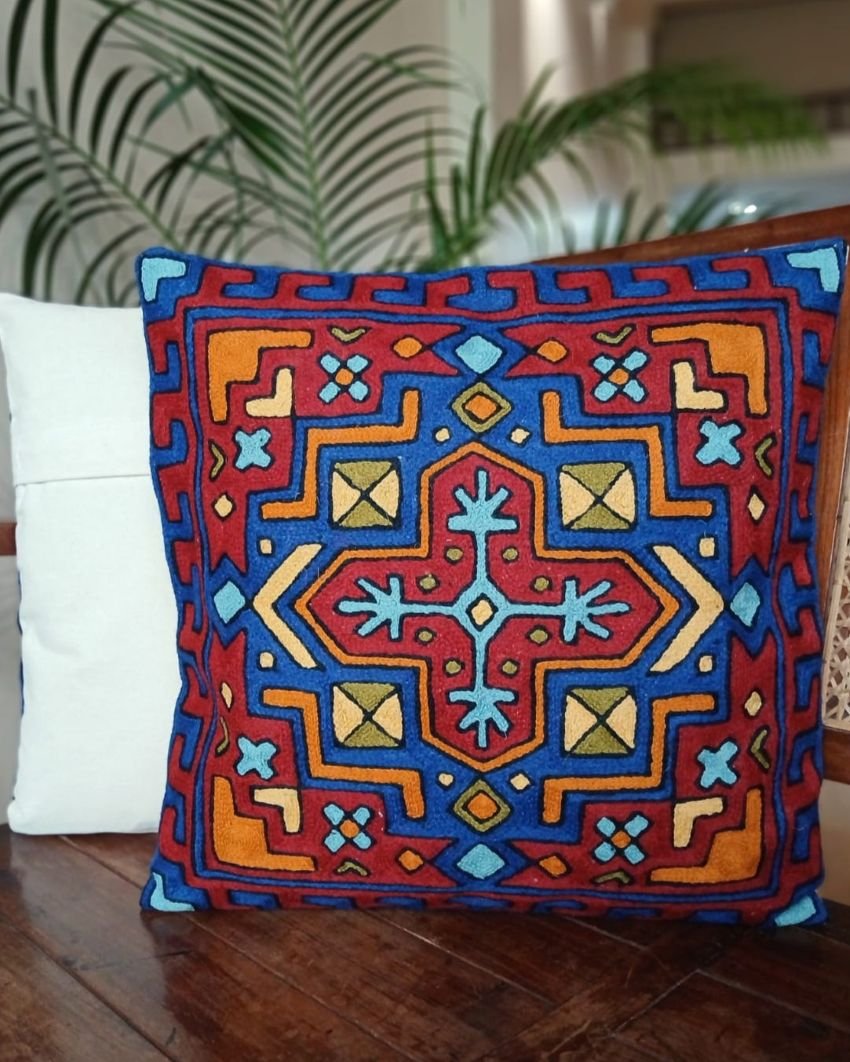 Crewel Embroidered Chainstitch Kilim Motif Cushion Covers – (CCMC0043) - Image 5