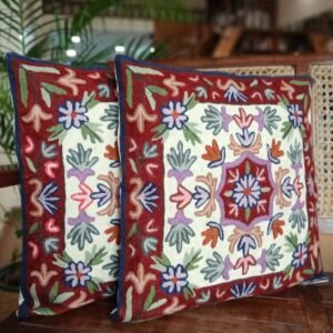 Crewel Embroidered Chainstitch Kilim Motif Cushion Covers – (CCMC0044)