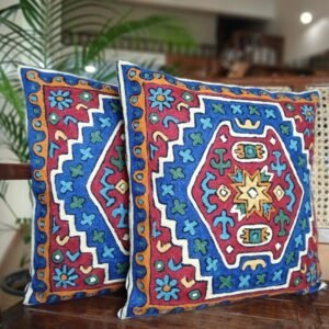 Crewel Embroidered Chainstitch Kilim Motif Cushion Covers – (CCMC0045)