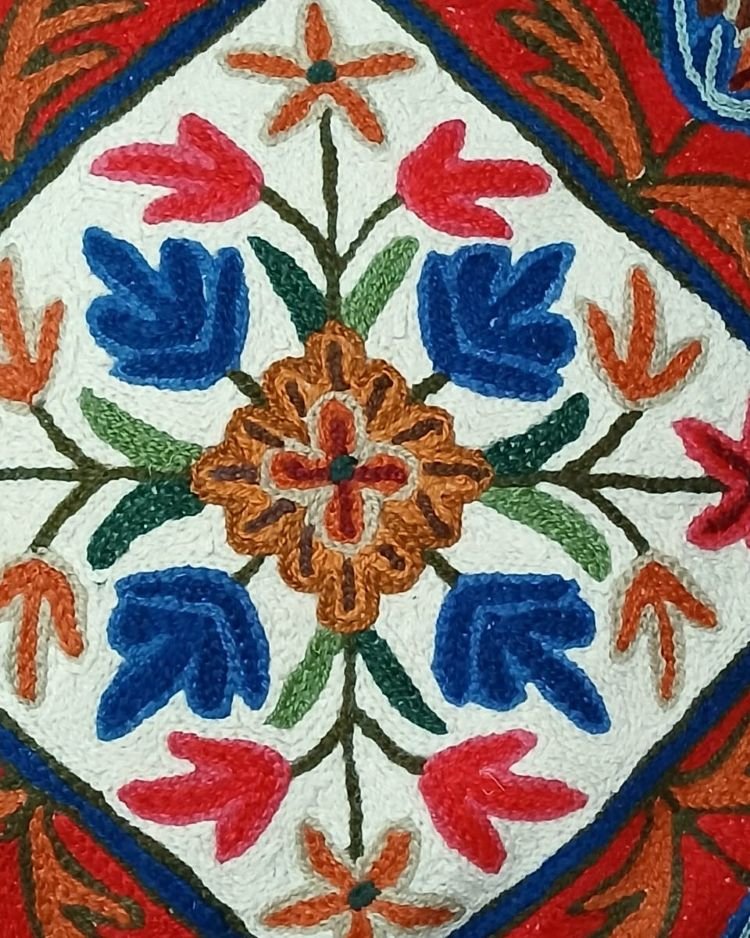 Crewel embroidered Chinar Motif Cushion Covers – (CCMC0047) - Image 3