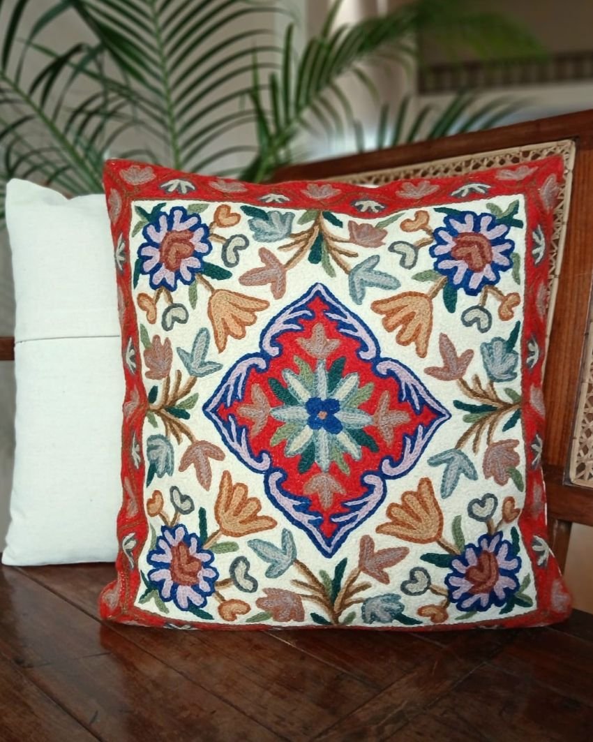 Crewel embroidered Chinar Motif Cushion Covers – (CCMC0048) - Image 5
