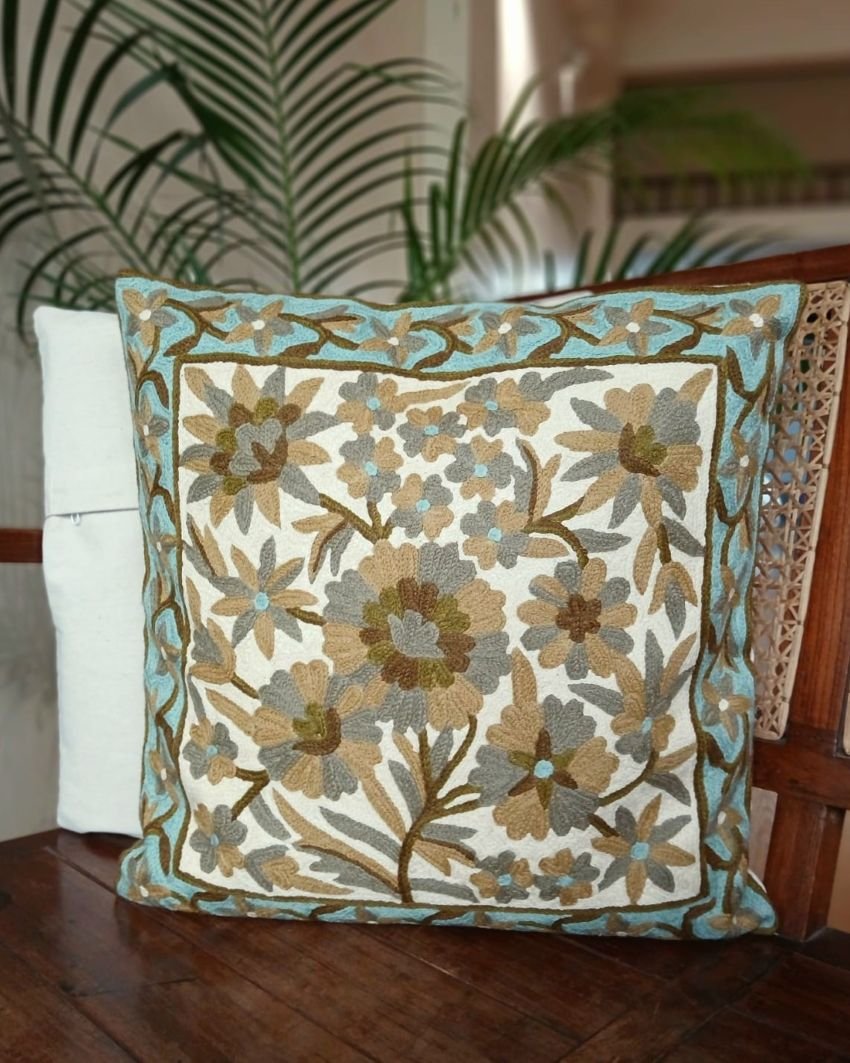 Crewel embroidered Chinar Motif Cushion Covers – (CCMC0049) - Image 5