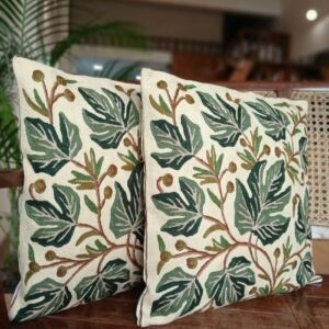 Crewel embroidered Chinar Motif Cushion Covers – (CCMC0033)