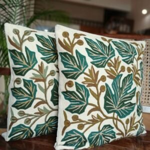 Crewel embroidered Chinar Motif Cushion Covers – (CCMC0035)