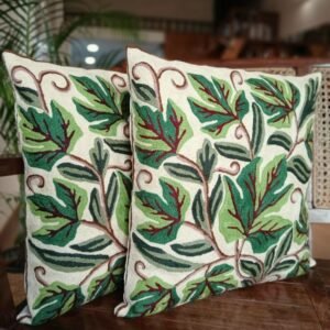 Crewel embroidered Chinar Motif Cushion Covers – (CCMC0036)