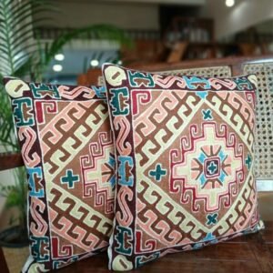Crewel Embroidered Chainstitch Kilim Motif Cushion Covers – (CCMC0038)