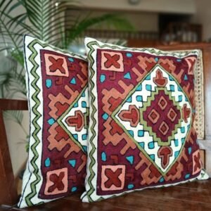 Crewel Embroidered Chainstitch Kilim Motif Cushion Covers – (CCMC0039)