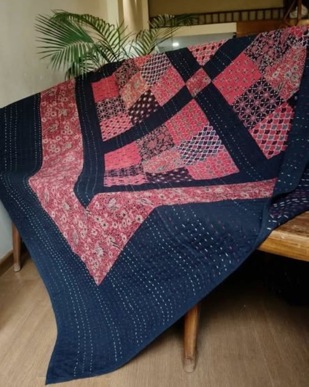Patchwork Two-Layer Ajrakh Quilt (Godhri) – (APDG0018)