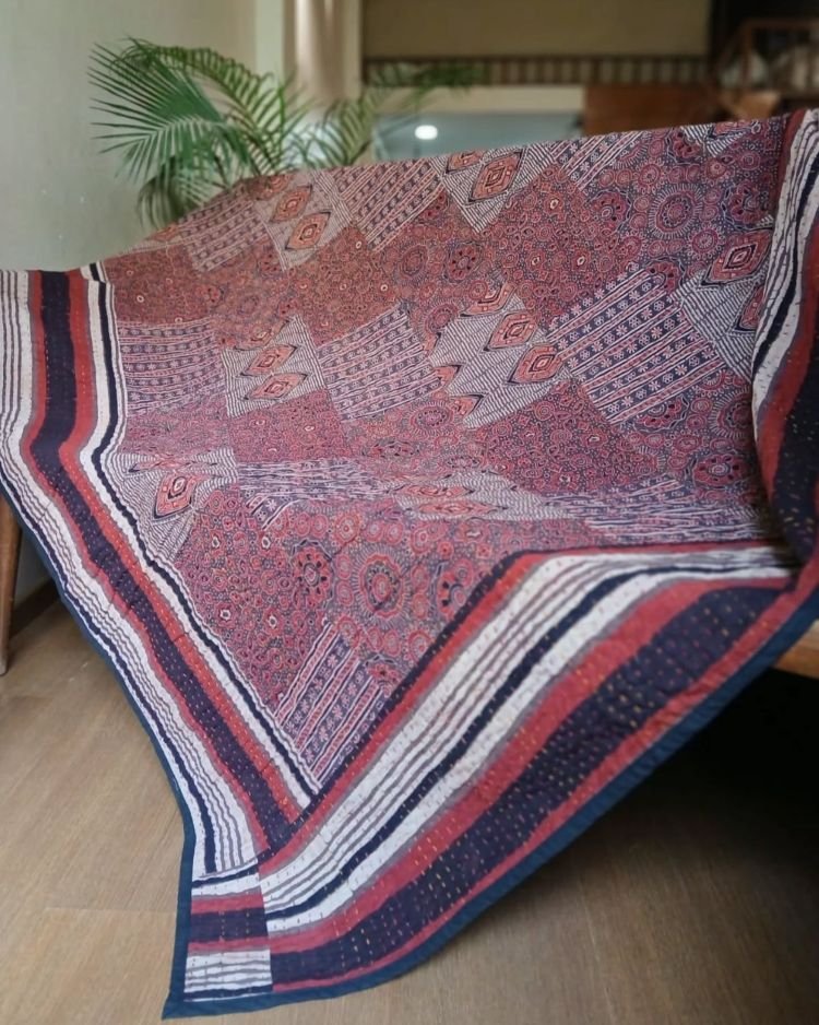 Patchwork Two-Layer Ajrakh Quilt (Godhri) – (APDG0019)