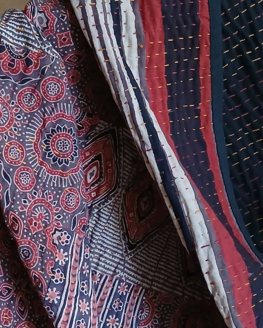 Patchwork Two-Layer Ajrakh Quilt (Godhri) – (APDG0019) - Image 2