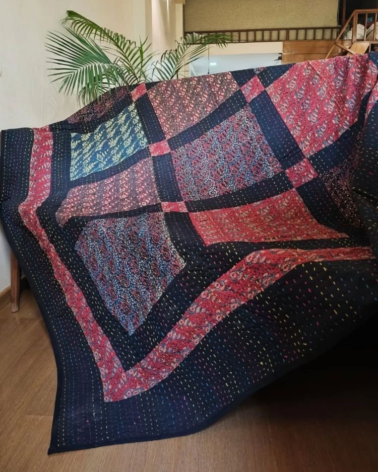 Patchwork Two-Layer Ajrakh Quilt (Godhri) – (APDG0022)