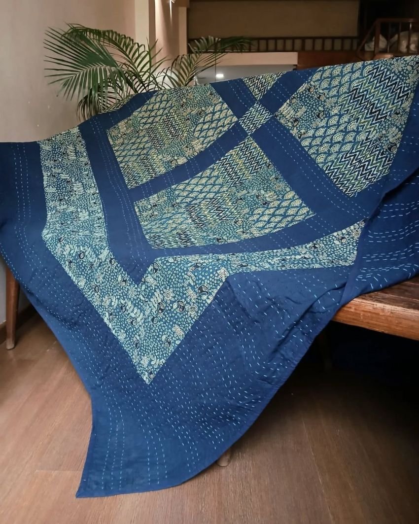 Patchwork Two-Layer Ajrakh Quilt (Godhri) – (APDG0023)