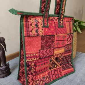 Boho Patchwork Tote Bag with Hand-Embroidery -(TOTB0010)