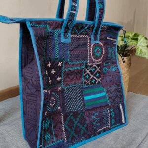 Boho Patchwork Tote Bag with Hand-Embroidery -(TOTB0016)