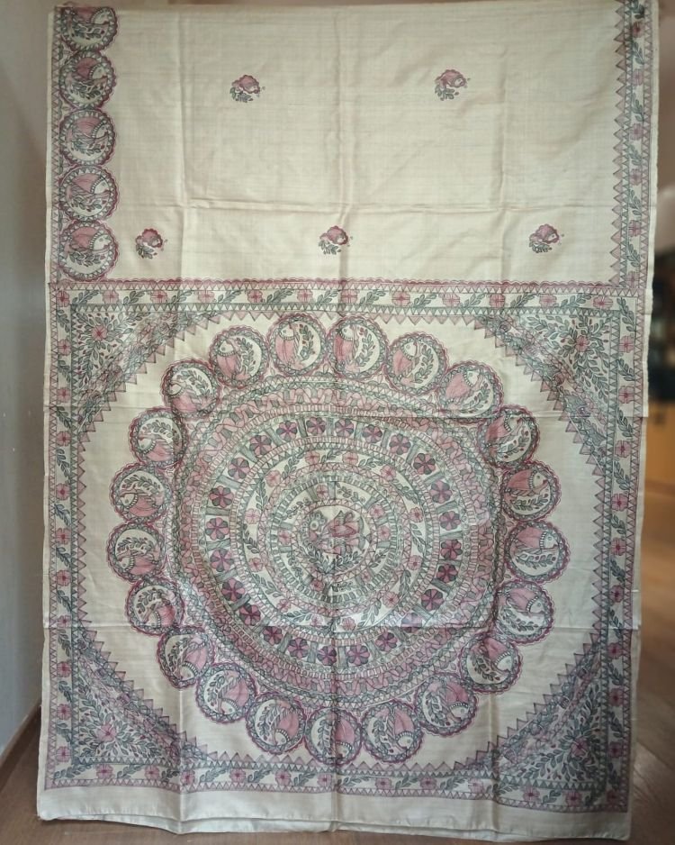 Madhubani on Tussar Silk – (MADT0043) - Image 11