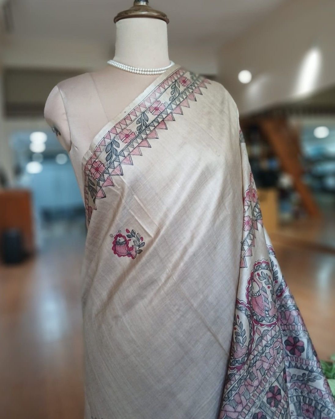 Madhubani on Tussar Silk – (MADT0043) - Image 3