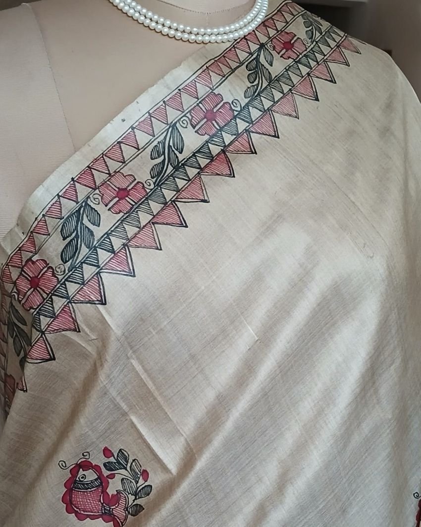 Madhubani on Tussar Silk – (MADT0043) - Image 4