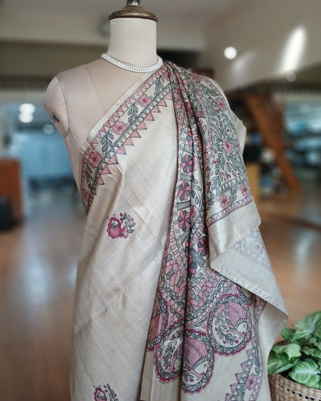 Madhubani on Tussar Silk – (MADT0043) - Image 5