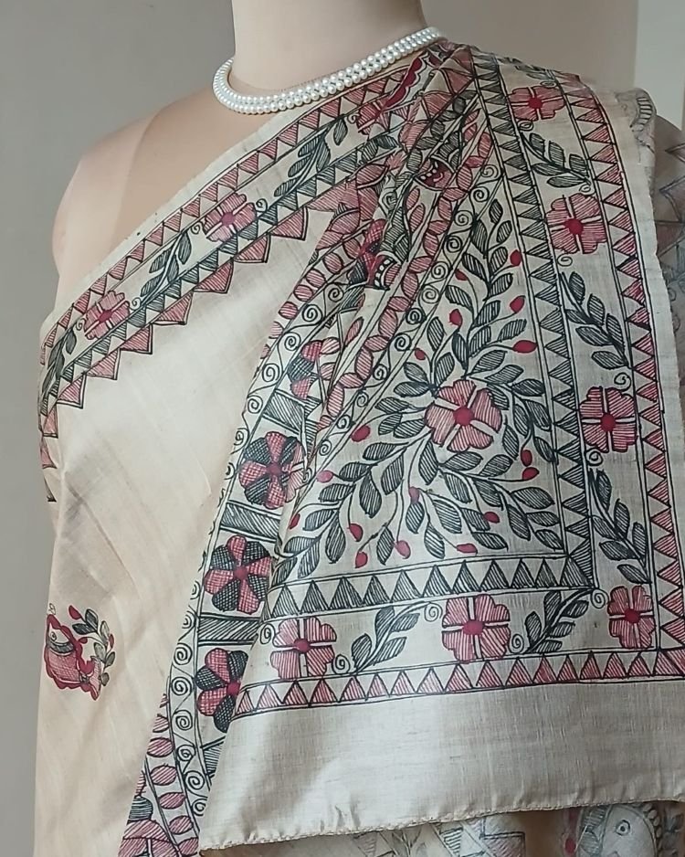 Madhubani on Tussar Silk – (MADT0043)