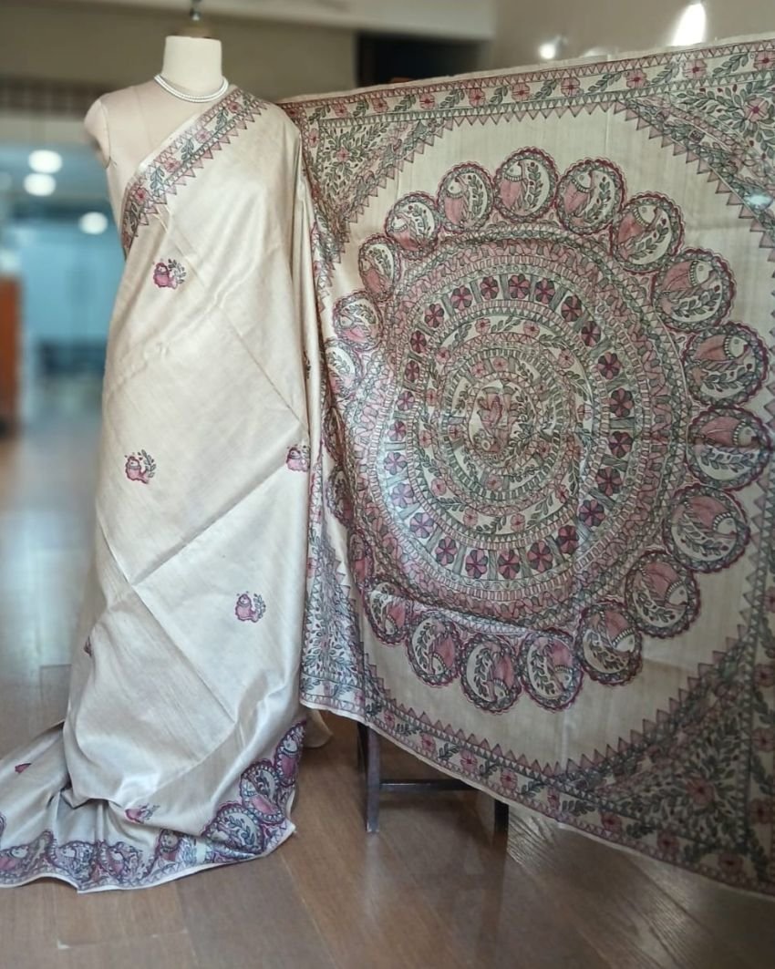 Madhubani on Tussar Silk – (MADT0043) - Image 6