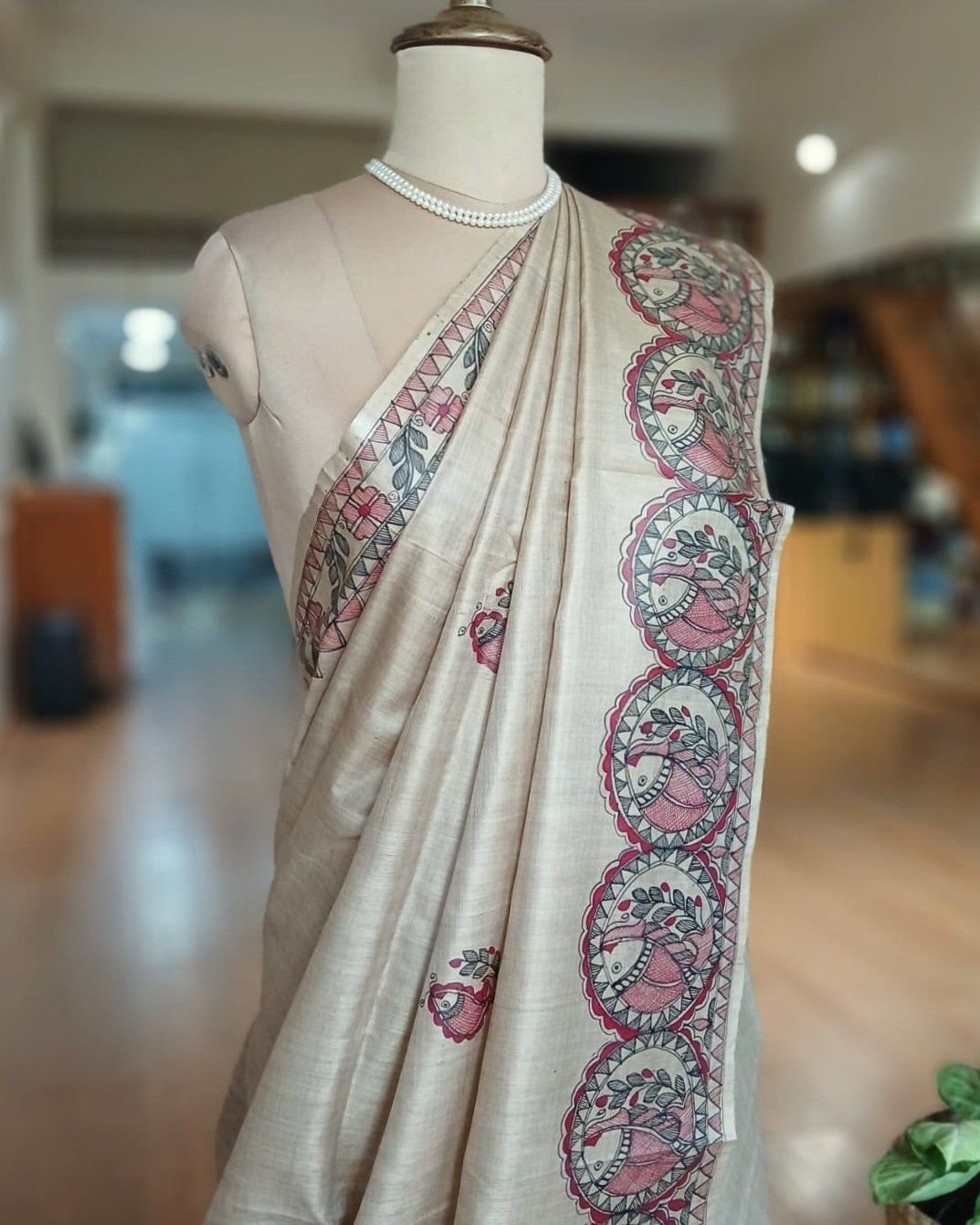 Madhubani on Tussar Silk – (MADT0043) - Image 7