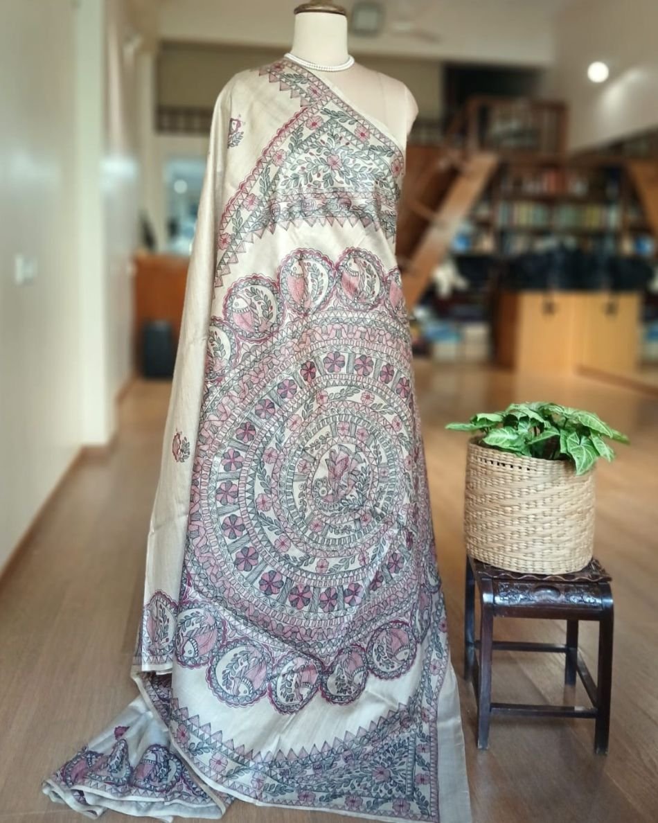 Madhubani on Tussar Silk – (MADT0043) - Image 8