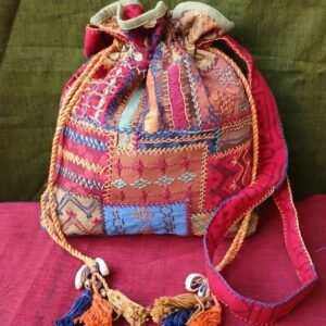 Patchwork Embroidered Drawstring Bag - (PEDB0027)