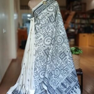 Santiniketan Kantha Saree in pure Bisnupuri Silk – (SNBK1086)