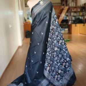 Santiniketan Kantha Saree in pure Bisnupuri Silk – (SNBK1083)