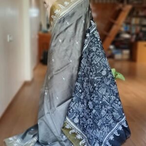 Santiniketan Kantha Saree in pure Bisnupuri Silk – (SNBK1089)