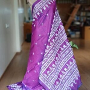 Santiniketan Kantha Saree in pure Bisnupuri Silk – (SNBK1090)