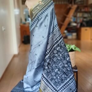 Santiniketan Kantha Saree in pure Bisnupuri Silk – (SNBK1091)