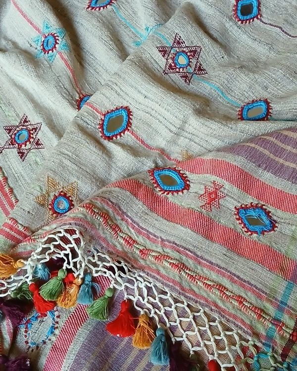 Bhujodi Handweave Saree in Pale Green. – (BHUJ1074) - Image 10