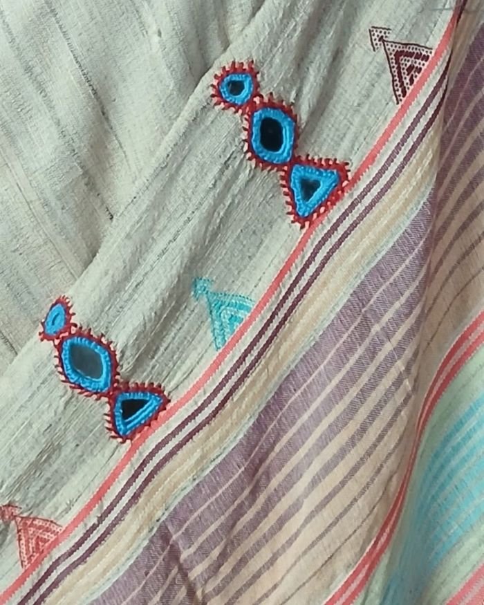 Bhujodi Handweave Saree in Pale Green. – (BHUJ1074) - Image 6