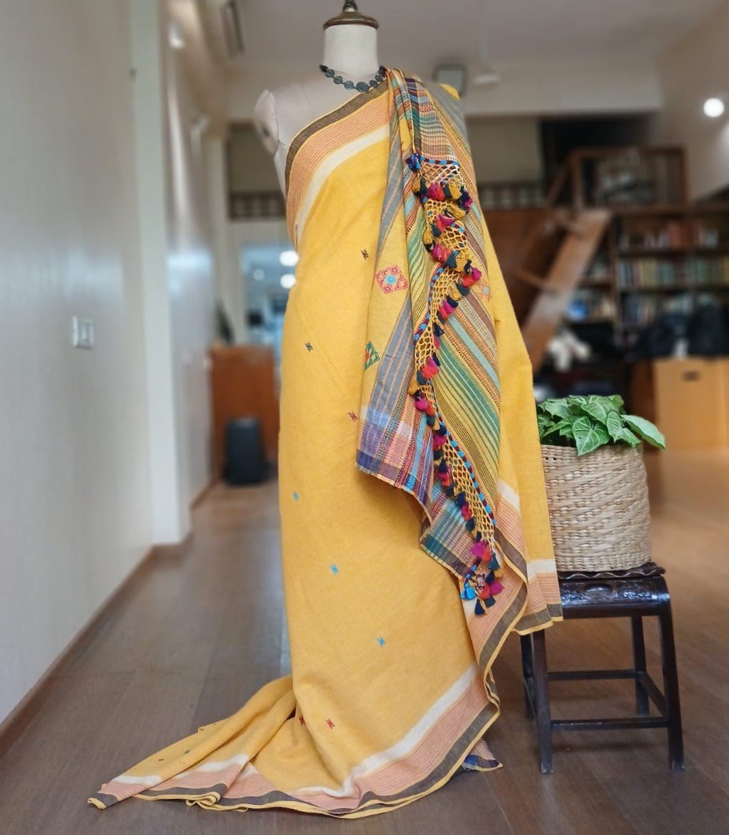 Bhujodi Saree Handwoven in Kala Cotton. – (BHUJ1079)