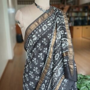 Hand Blockprint on Silk-Cotton from Bagru - (HBSC0001)