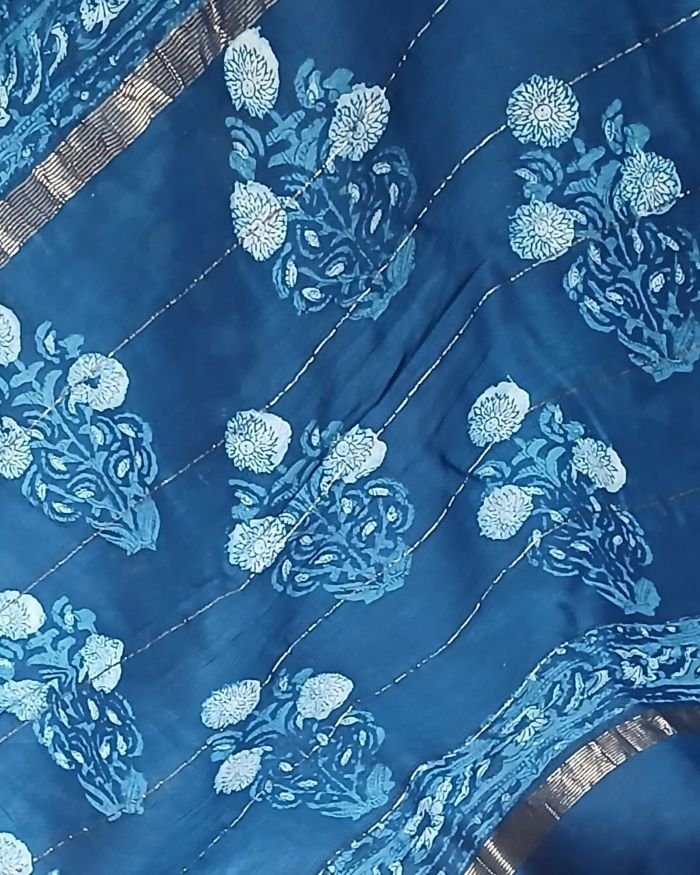 Hand Blockprint on Silk-Cotton from Bagru – (HBSC0002) - Image 5