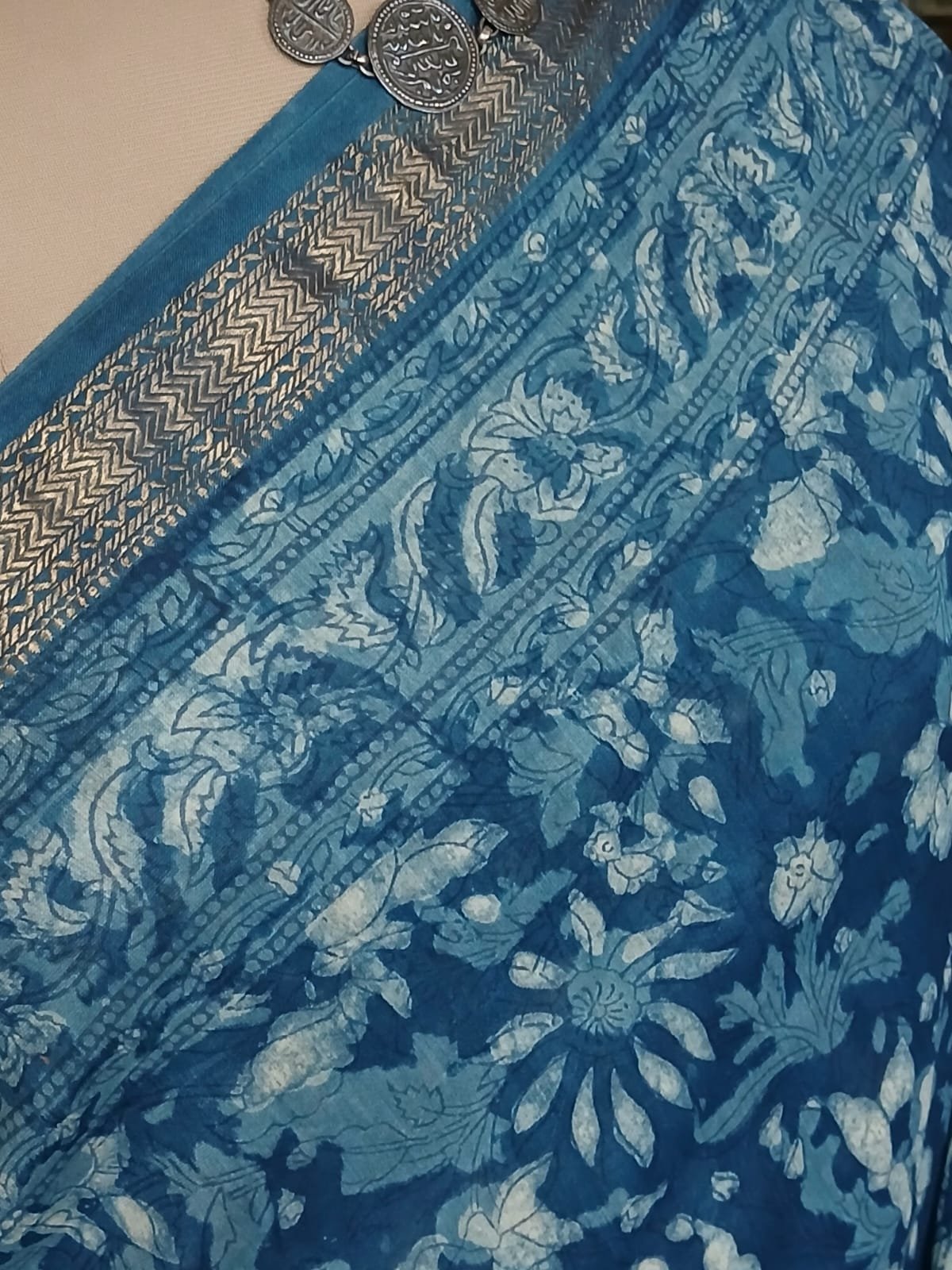 Hand Blockprint on Silk-Cotton from Bagru – (HBSC0002) - Image 4