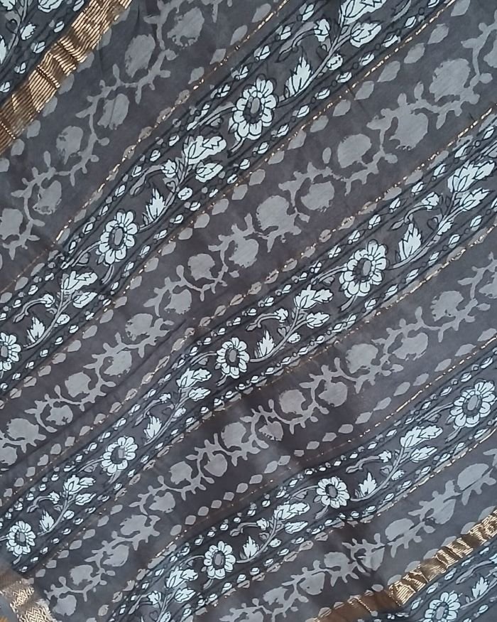Hand Blockprint on Silk-Cotton from Bagru – (HBSC0003) - Image 5